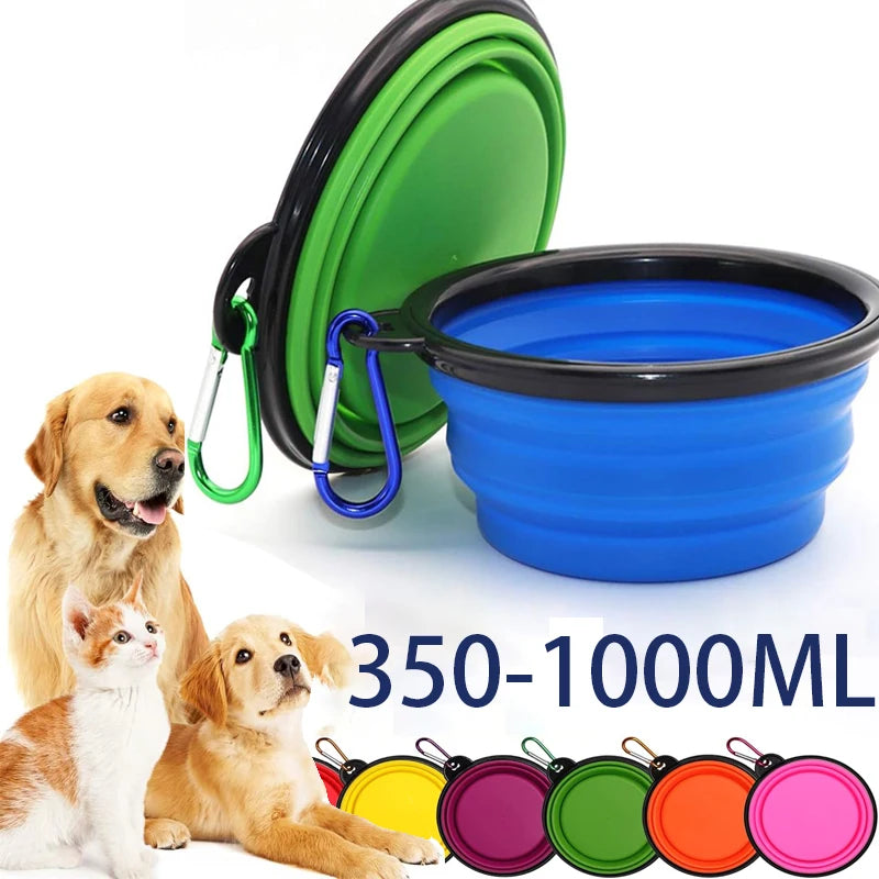 🐶Gamelle Pliable 2-en-1 pour Animaux – Distributeur de Nourriture et d’Eau avec Mousqueton