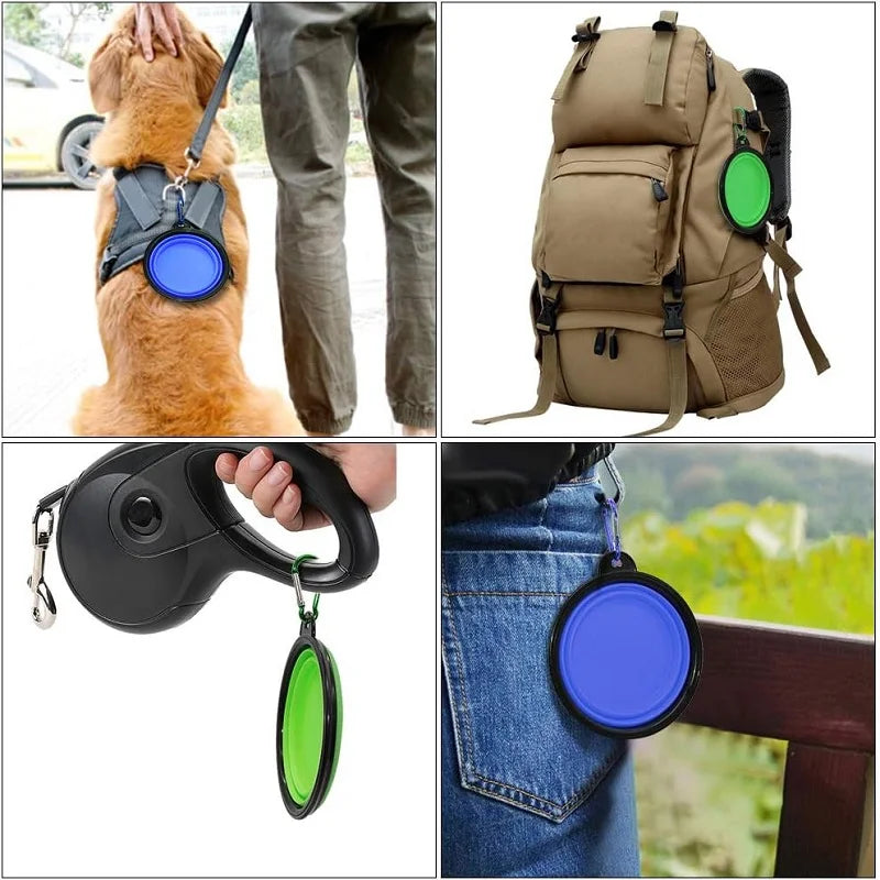 🐶Gamelle Pliable 2-en-1 pour Animaux – Distributeur de Nourriture et d’Eau avec Mousqueton