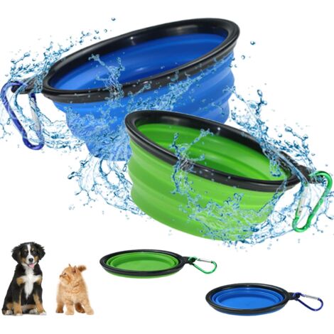 🐶Gamelle Pliable 2-en-1 pour Animaux – Distributeur de Nourriture et d’Eau avec Mousqueton